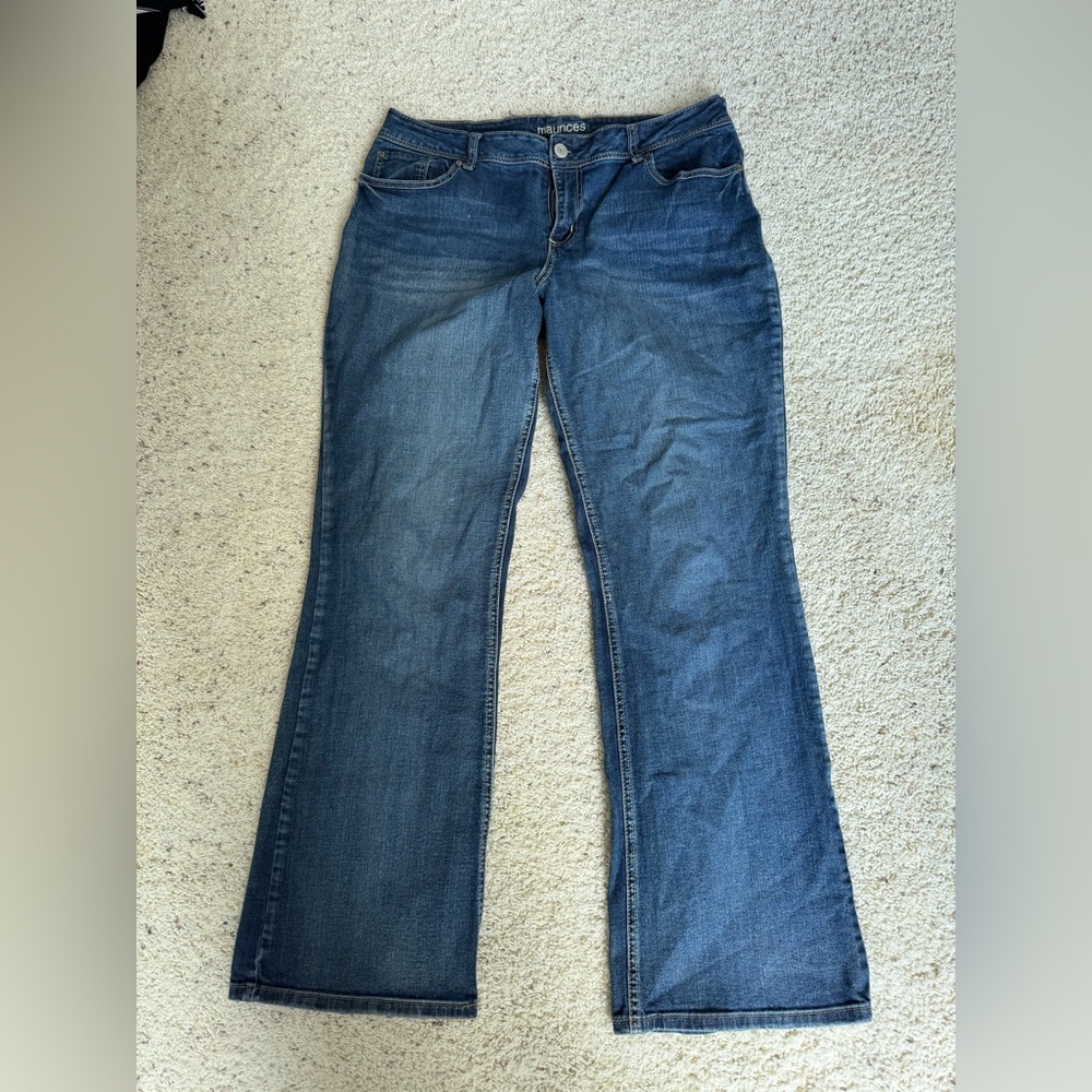Maurices Dark Blue Flare Curvy Jeans Long